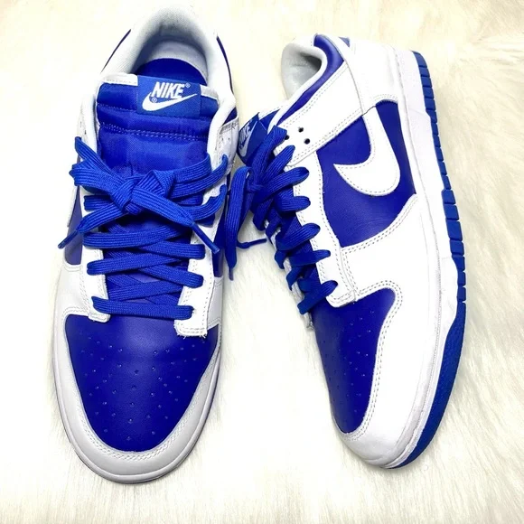 Nike Dunk Lows Sneakers Blue White Racer Low Dunks Leather Mens - Picture 2 of 9